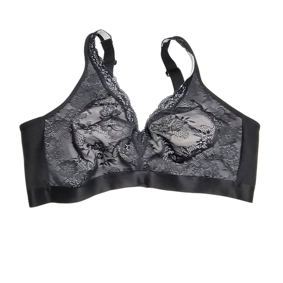 Cacique Elegant Black Lace Overlay Wide Coverage No Wire Bra 44D - Picture 6 of 6